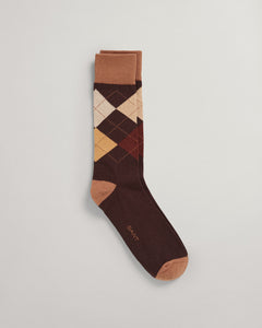 GANT - Single Argyle Socks, Rich Brown