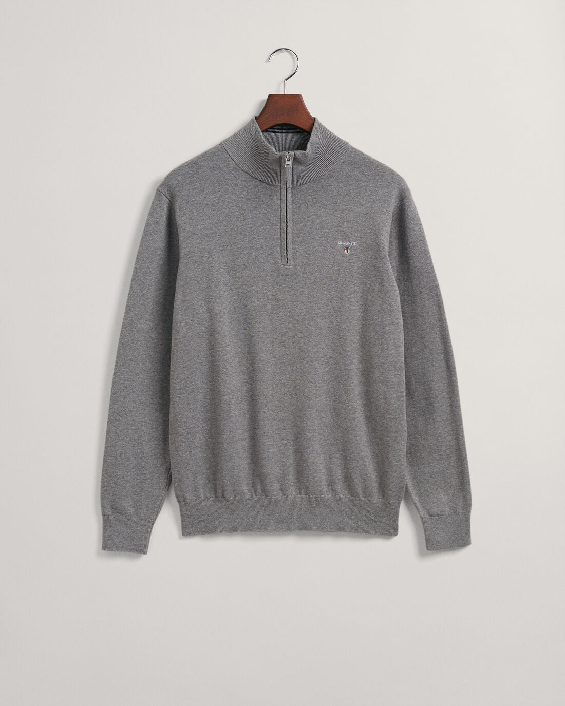 Gant - Classic Cotton Half Zip, Grey Melange
