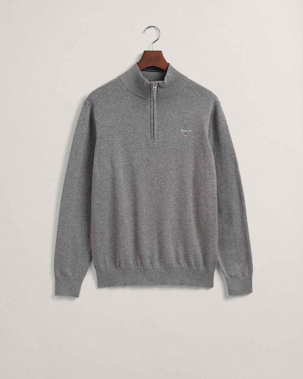 Gant - Classic Cotton Half Zip, Dark Grey Melange