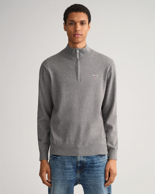 GANT - Classic Cotton Half Zip, Grey Melange