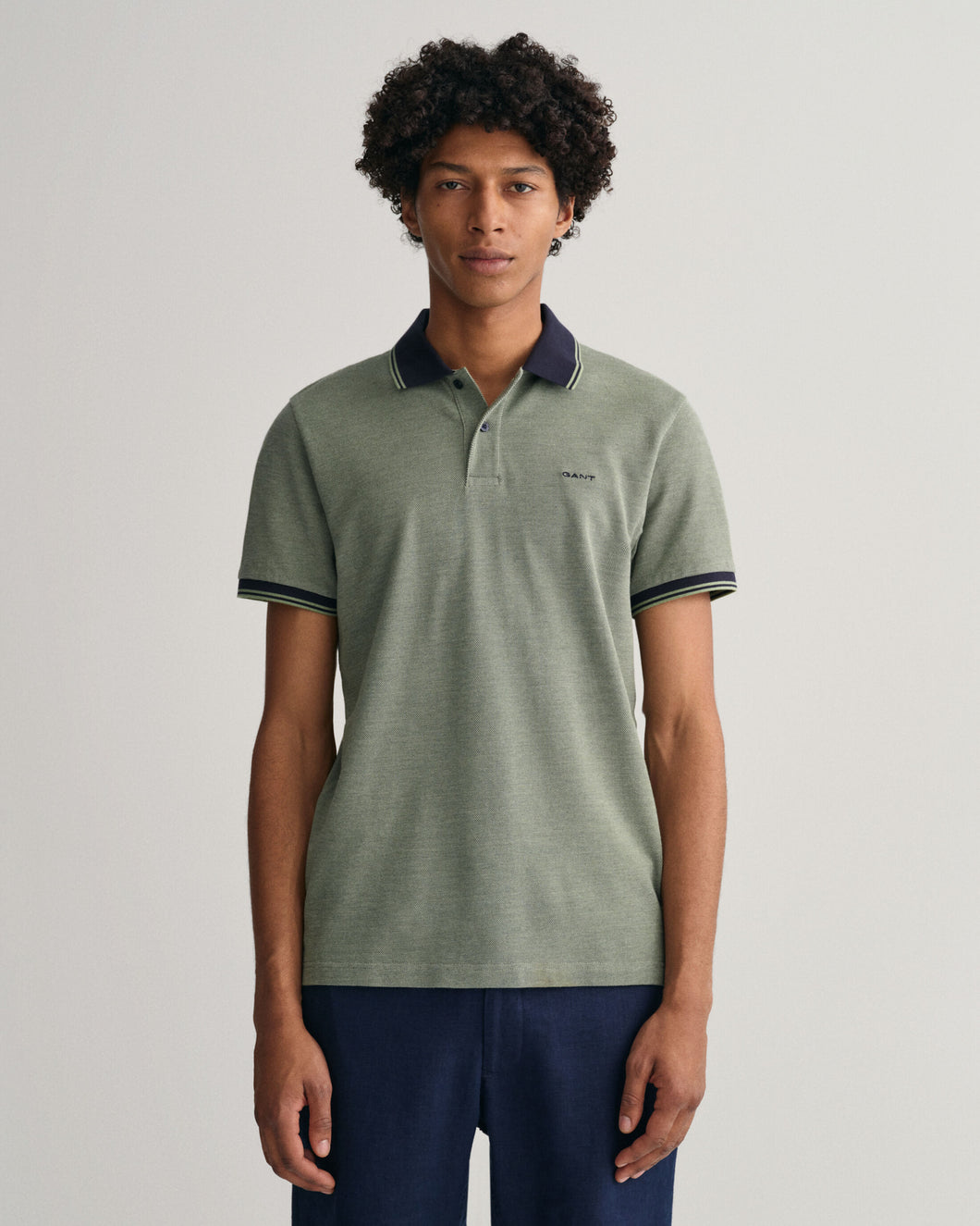 Gant - 4-Col Oxford SS Pique, Basil Green (S Only)