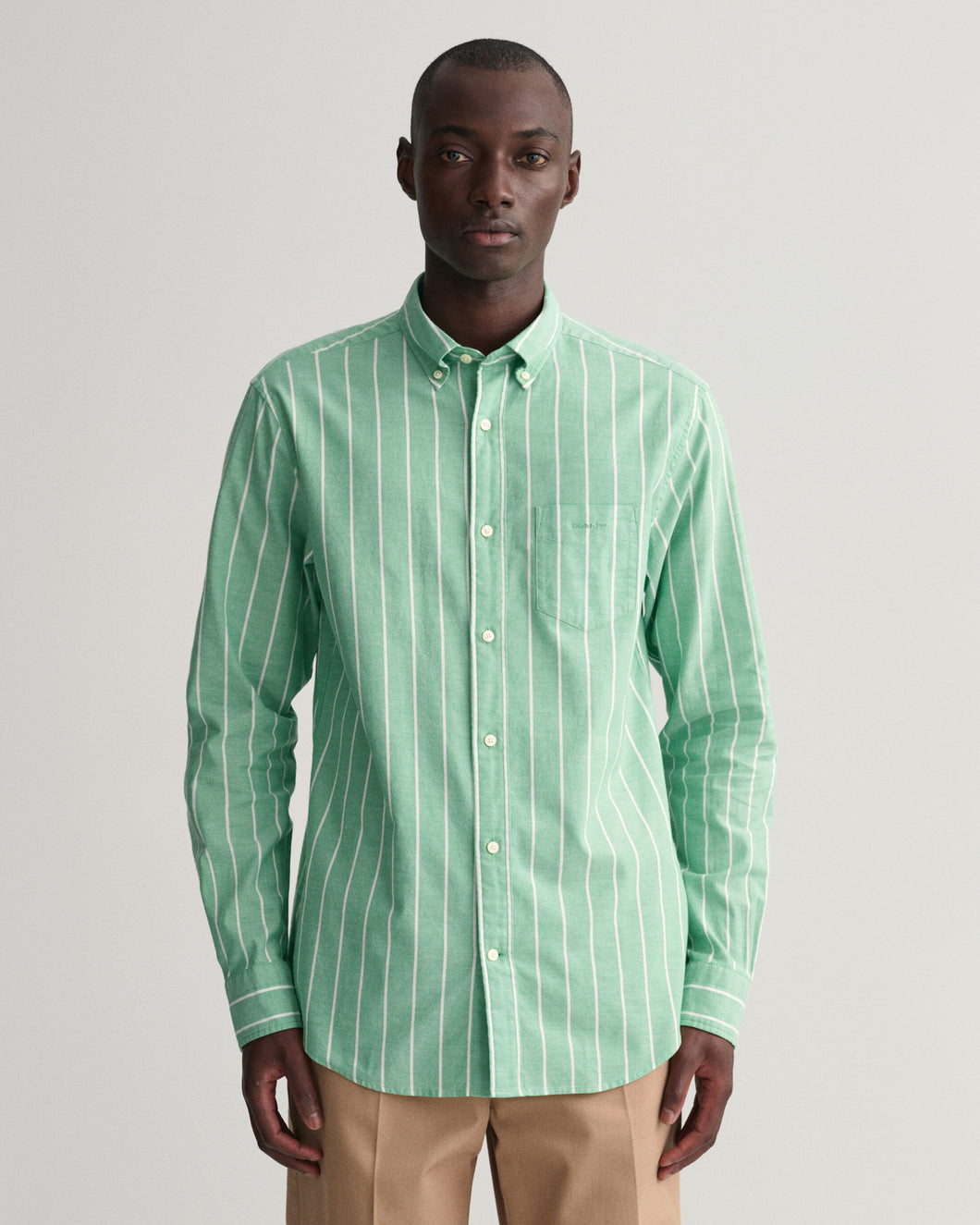GANT - Oxford Stripe Shirt, Mid Green