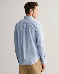 GANT - Regular Fit Striped Archive Oxford Shirt, Capri Blue