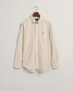 GANT - Regular Fit Striped Cotton Linen Shirt, Dry Sand