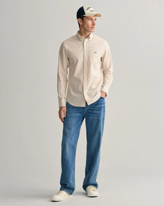 GANT - Regular Fit Striped Cotton Linen Shirt, Dry Sand