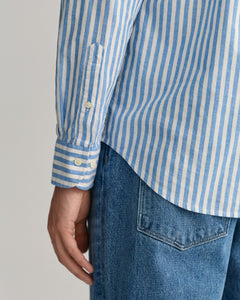 GANT - Regular Fit Striped Cotton Linen Shirt, Day Blue