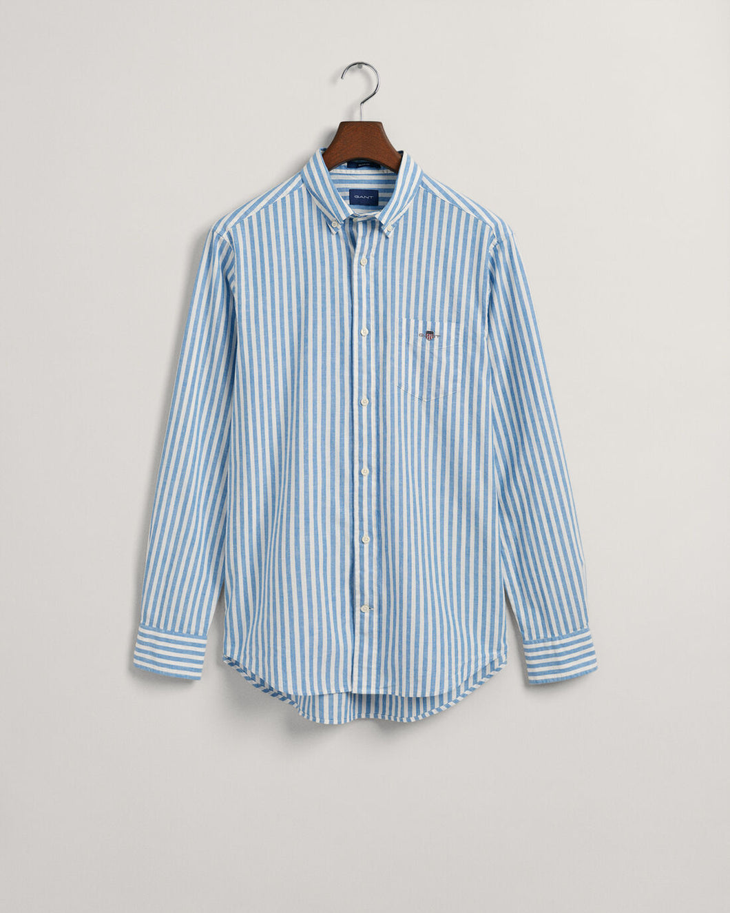 GANT - Regular Fit Striped Cotton Linen Shirt, Day Blue