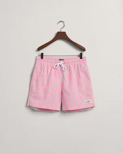 GANT - CF Seersucker Swim Shorts, Perky Pink