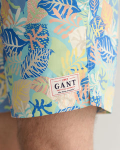 GANT - CF Tropical Print Swim Shorts, Lagoon