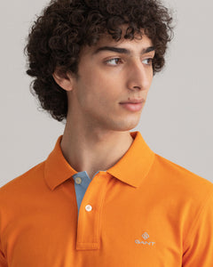 GANT - Contrast Collar Pique Polo, Russet Orange (L & XL Only)
