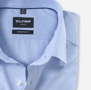 OLYMP -  Modern Fit, Tight Blue Check (Size 44 Only)