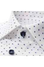 Load image into Gallery viewer, MarVelis - Modern Fit Short Sleeved Shirt, White &amp; Blue Pattern (M Only)
