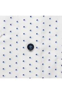 MarVelis - Modern Fit Short Sleeved Shirt, White & Blue Pattern (M Only)