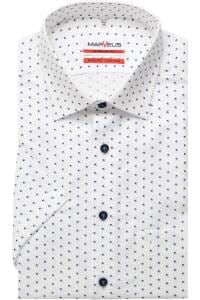 MarVelis - Modern Fit Short Sleeved Shirt, White & Blue Pattern (M Only)