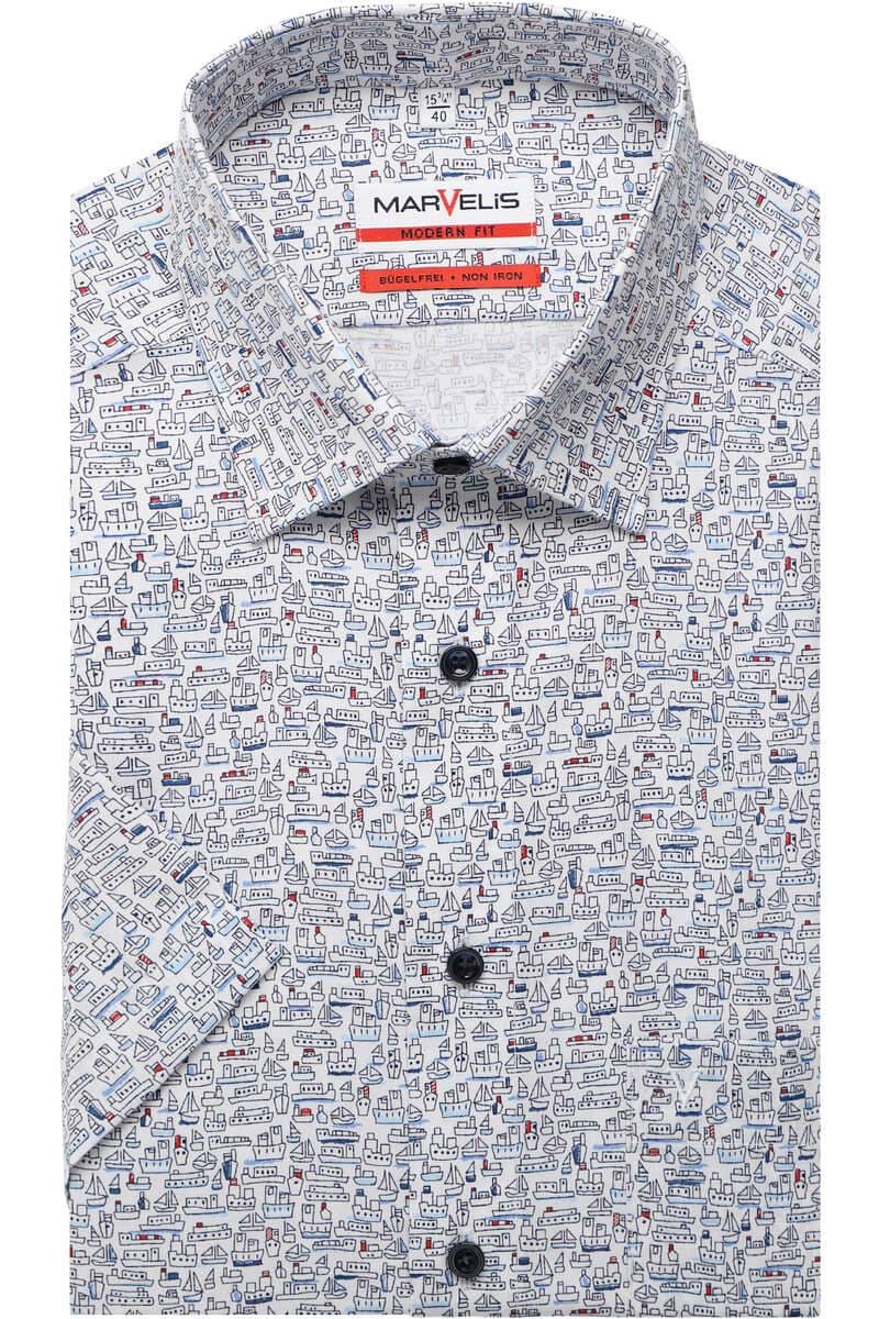 MarVelis - Modern Fit Short Sleeved Shirt, Sailaway (L Only)