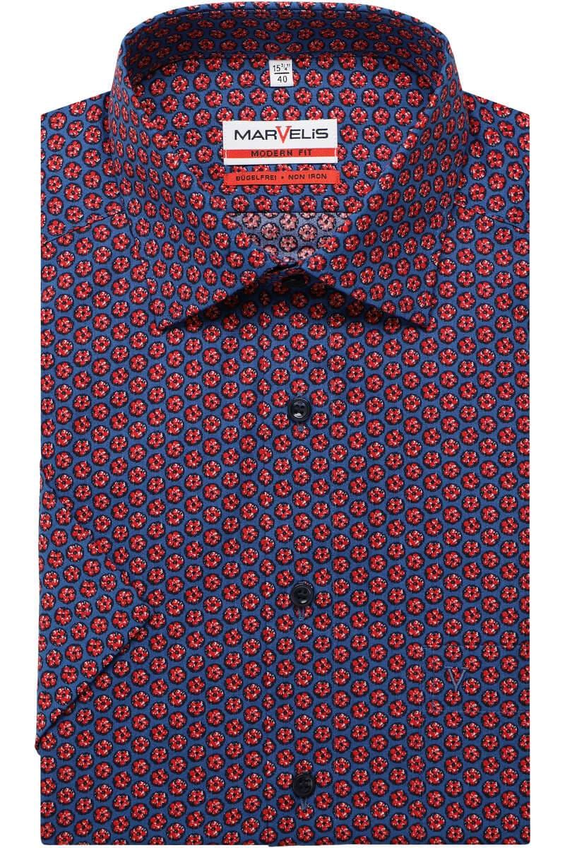 MarVelis - Modern Fit Short Sleeved Shirt, Flower Power