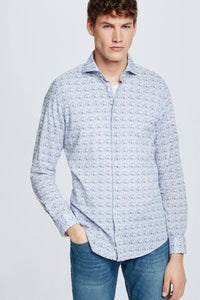 Strellson - Sereno Shirt, Blue Floral Pattern - Tector Menswear