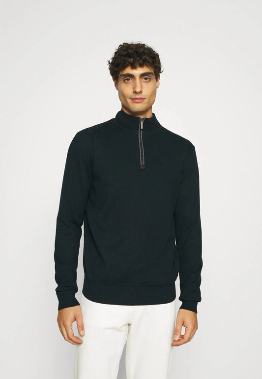 Bugatti - 3XL - Troyer Knit Quarter Zip, Dark Navy