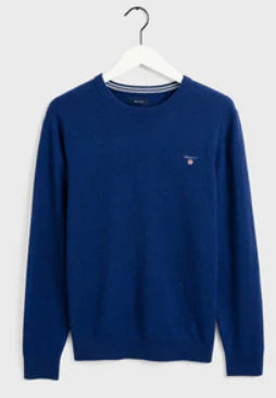GANT - Superfine Lambswool Crew Neck , College Blue - Tector Menswear