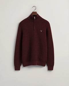 GANT - 3XL - Cotton Texture Halfzip, Burgundy Mel