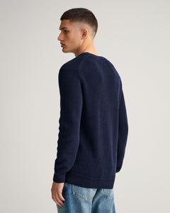 GANT Cotton Wool Ribbed Crew Neck Sweater (XXL Only)