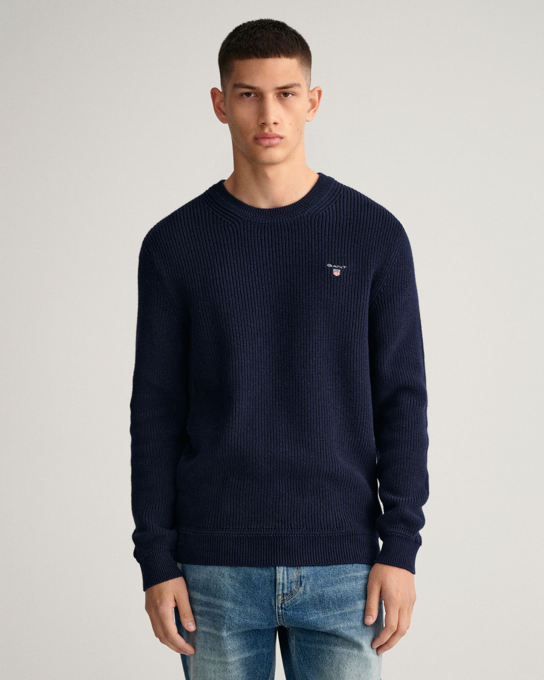 GANT Cotton Wool Ribbed Crew Neck Sweater (XXL Only)