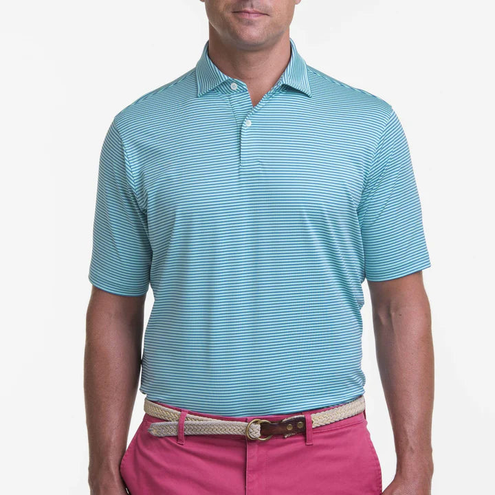 Fairway & Greene - Owens Stripe Tech Polo ,Bel-Air Blue