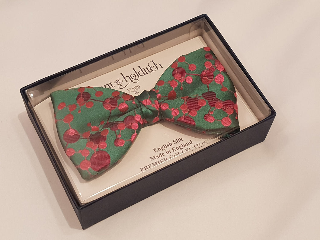 Premium Silk Bow Tie Red & Green Pattern