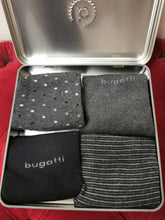 Load image into Gallery viewer, Bugatti Socks - 4 Pack Tin, Black
