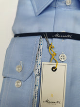 Load image into Gallery viewer, Marnelli - Blue Two Ply Twilled Shirt, Contrast Trim (L &amp; XXL)
