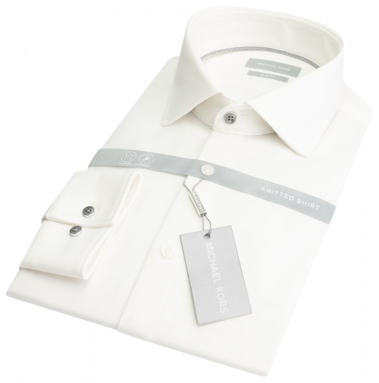 Michael Kors - Solid Pique Slim Shirt, White
