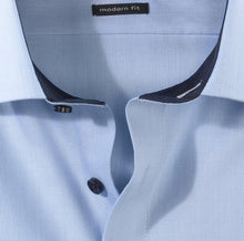 Load image into Gallery viewer, OLYMP -  Light Blue Shirt with Navy Contrast in Modern Fit

