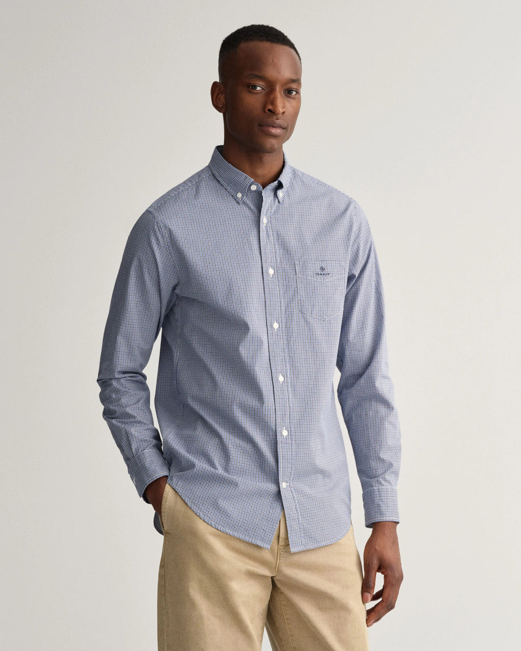 GANT - Regular Fit Poplin Micro Gingham Shir, College Blue (M & XL Only)
