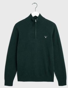 GANT - Superfine Lambswool Half Zip, Tartan Green (XL only) - Tector Menswear