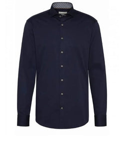 Bugatti - Navy Shirt, Contrast Collar (S & XL Only)