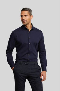 Bugatti - Navy Shirt, Contrast Collar (S & XL Only)