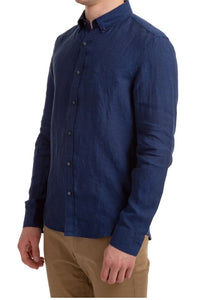 Michael Kors - Cotton Slim Fit Shirt, Washed Linen, Navy