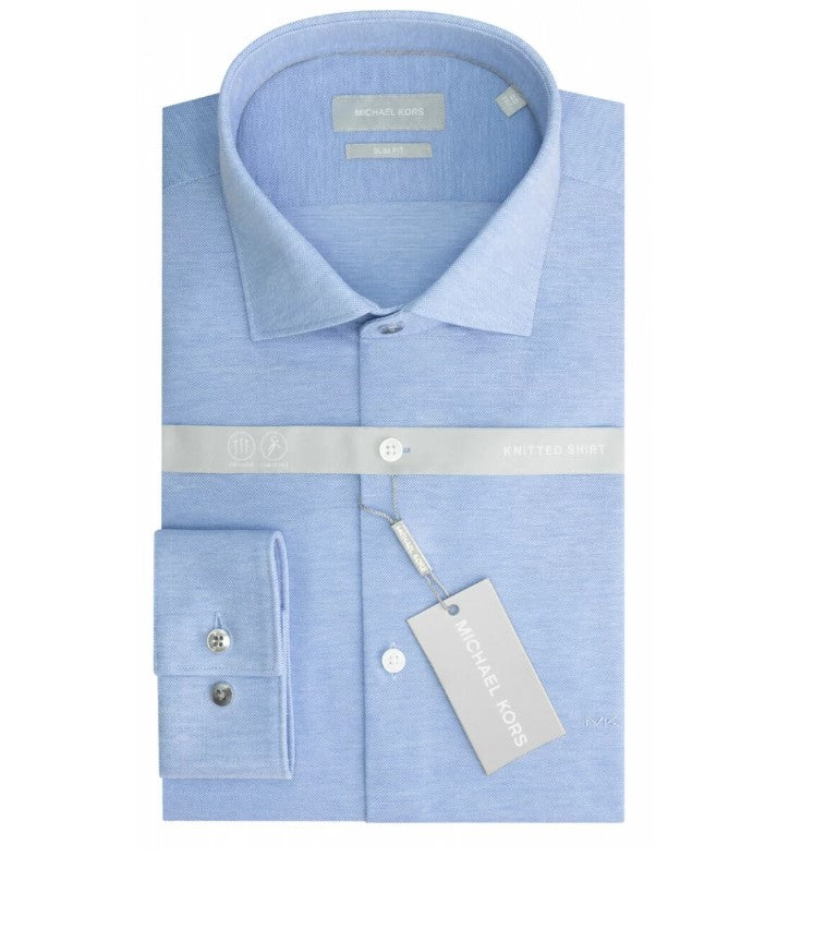 Michael Kors - Solid Pique Slim Shirt, Light Blue