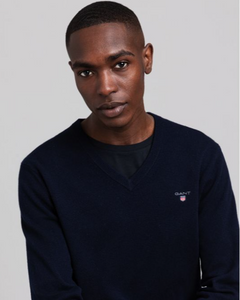 GANT - Superfine Lambswool V-Neck , Marine