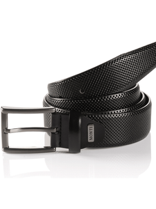 Monti - Black Embossed Leather Belt - Tector Menswear