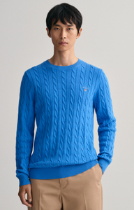 GANT - Cotton Cable C-Neck, Day Blue