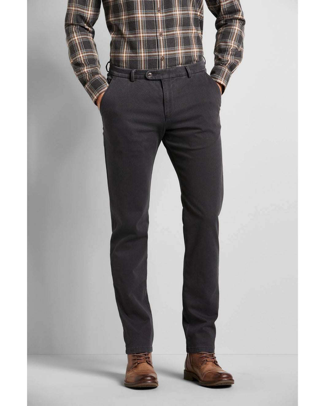 Bugatti - Dark Grey Chinos Made Of Elastic Cotton Blend