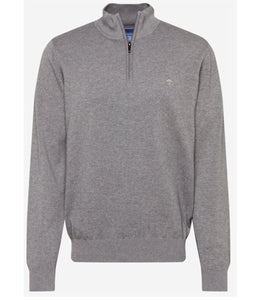 Fynch Hatton - Knit Quarter Zip, Steel (XL Only)