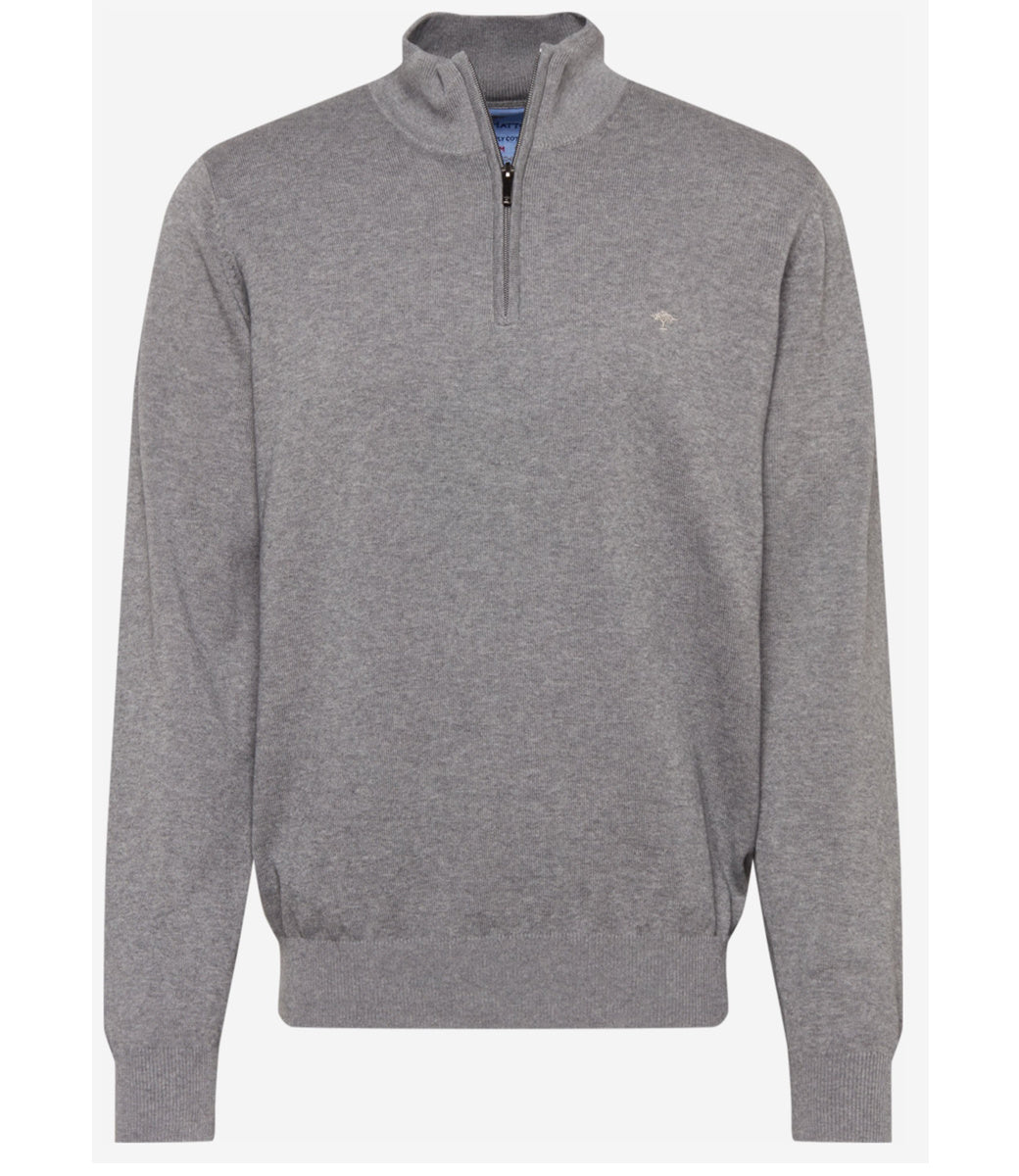Fynch Hatton - Knit Quarter Zip, Steel (XL Only)