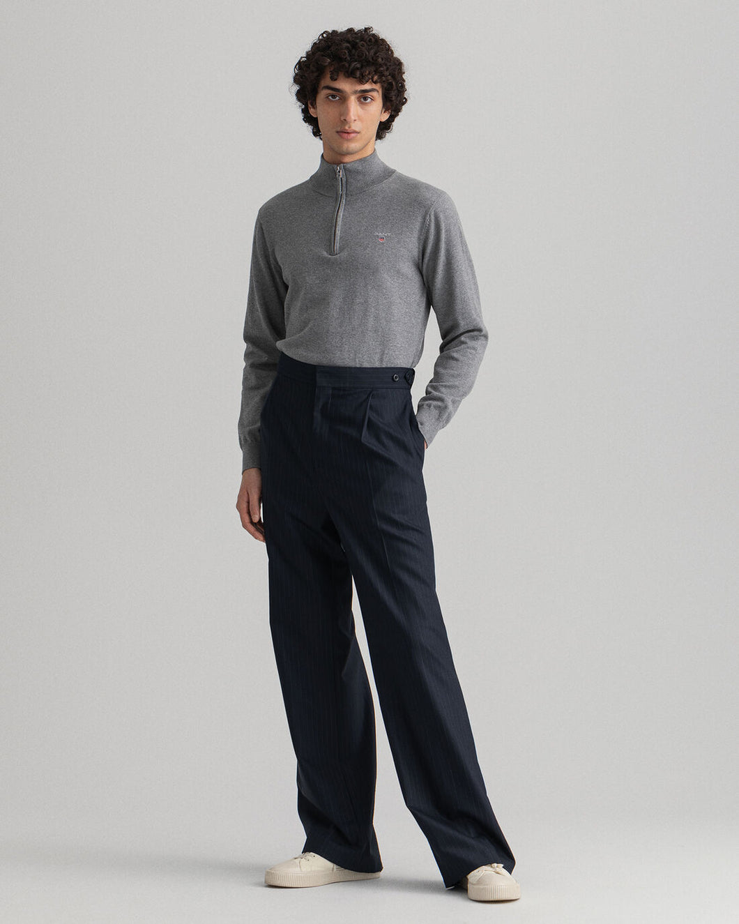 Gant -  New Classic Cotton Half Zip, Dark Grey Melange (XL Only)