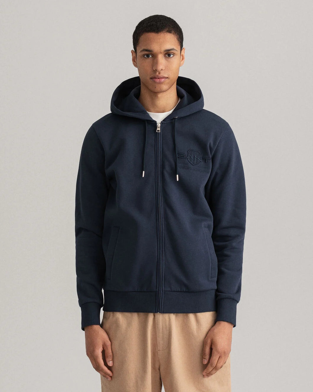 GANT -  Tonal Archive Shield Zip Hoodie, Evening Blue