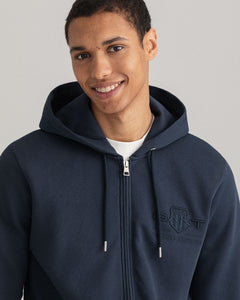 GANT -  Tonal Archive Shield Zip Hoodie, Evening Blue