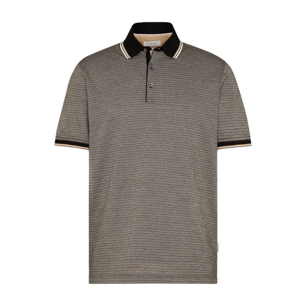 Bugatti -  Patterned Polo Shirt, Beige