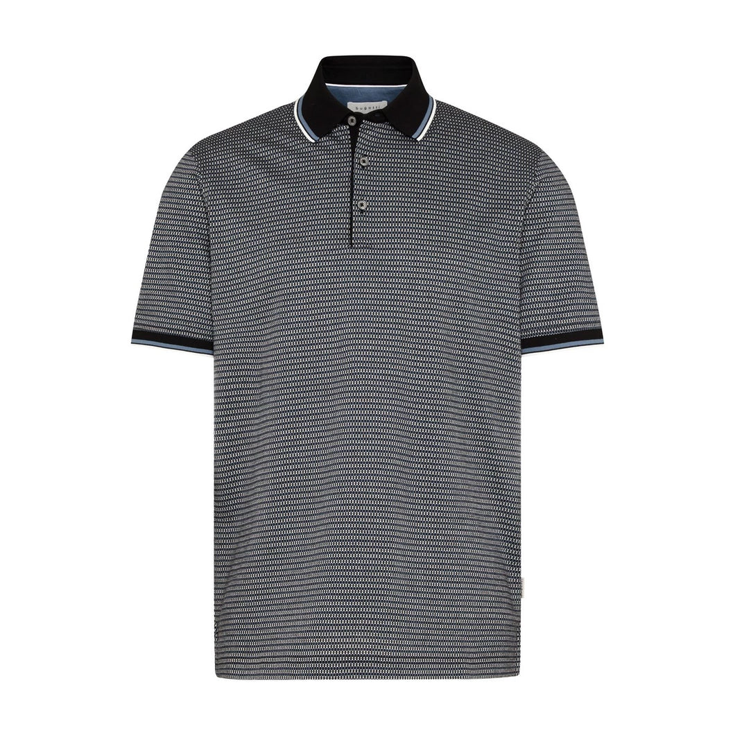 Bugatti -  Patterned Polo Shirt, Navy