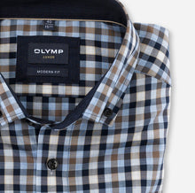 Load image into Gallery viewer, OLYMP -  Modern Fit Check Patterned Shirt, Brown, Blue and Navy
